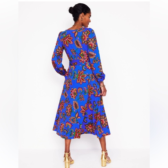 BODEN Leandra Jersey Midi Dress-Gallery Blue, Whimsical Vine Blue 12R NEW $175 - Picture 3 of 16